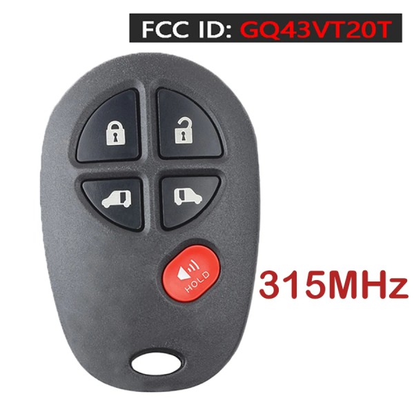 2004-2020 Toyota Sienna / 5-Button Keyless Entry Remote / PN: 89742-AE031 / GQ43VT20T / (AFTERMARKET)